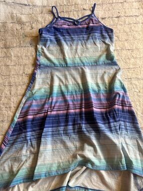 PLACE GIRLS SUMMER DRESS BLUE MULTI STRIPPED COTTON BLEND SIZE XL (14)